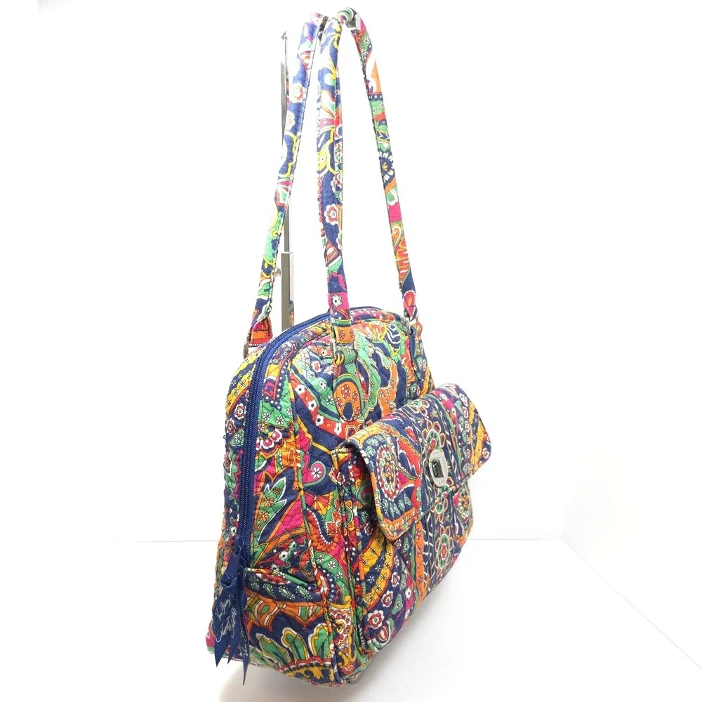 Vera Bradley Turnlock Satchel Bag Venetian Paisley Multicolor Quilted Handbag